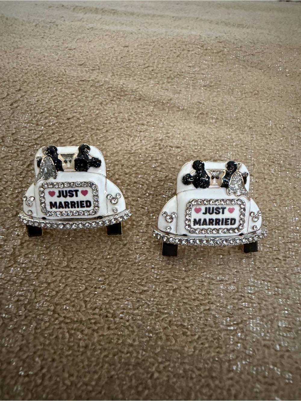 Disney Baublebar Just Married White Rhinestone Car Earrings - Bridal Charm